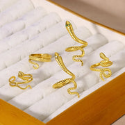 Gold Plated Stainless Steel Snake Ring - Palm and Thread