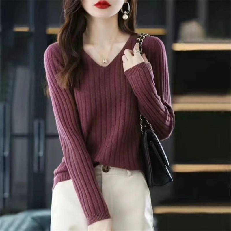 Solid Soft Ribbed Basic Knitted Sweater Top - Palm and Thread