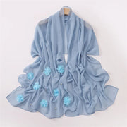 Plain Stitch Rose Floral Bubble Chiffon Hijab - Palm and Thread