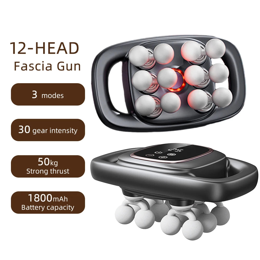 12-Head Fascia Body Massage Gun - Palm and Thread