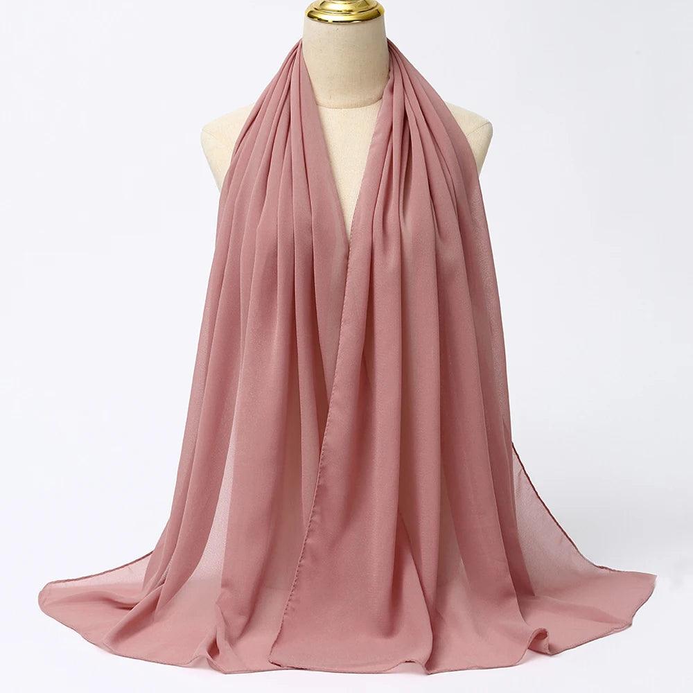 Chiffon Hijab Scarf Long Solid Color Head Wrap - Palm and Thread