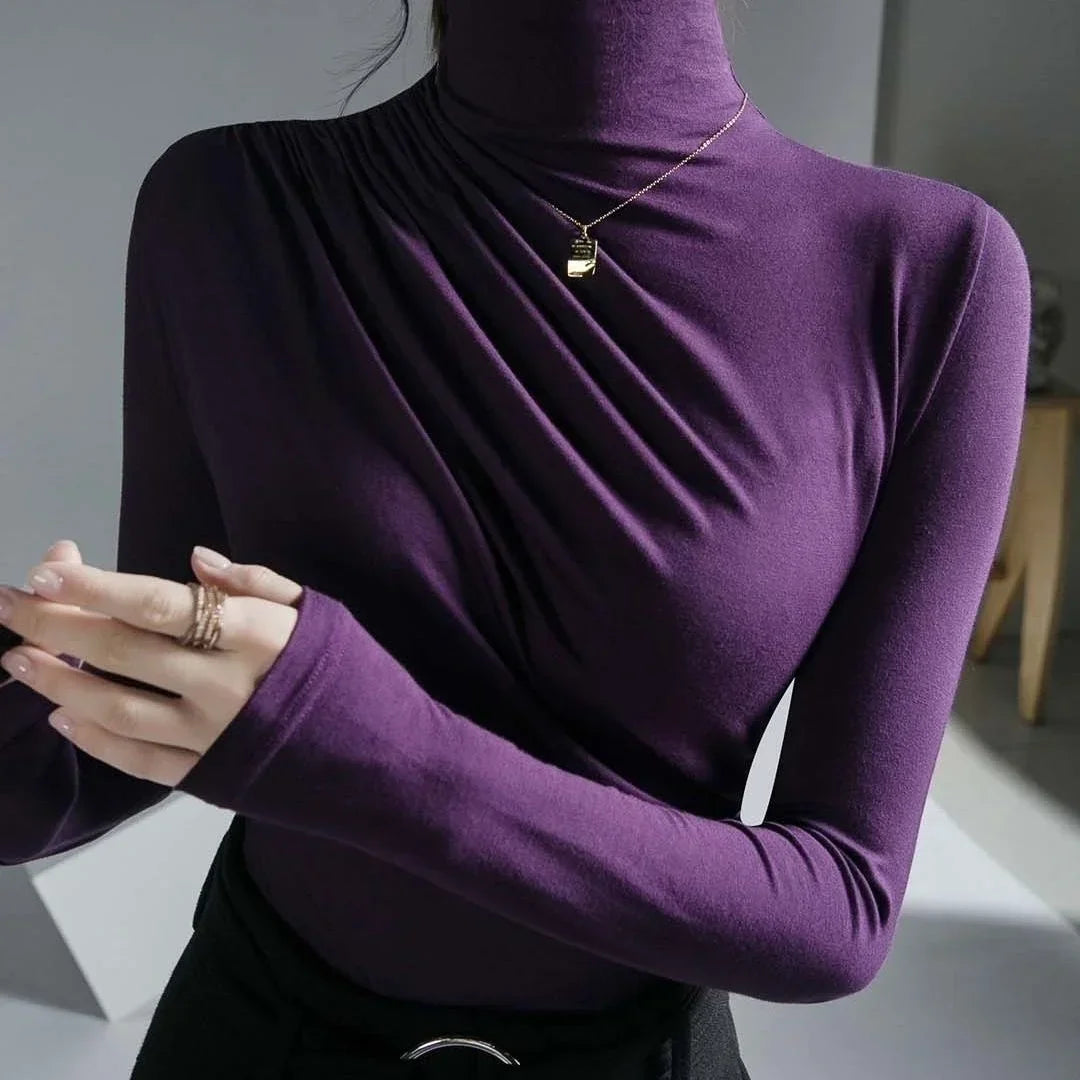Pleated High Neck Blouse - Palm and Thread