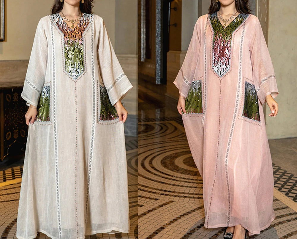 Sequins Abaya Turkey - Palm and Thread