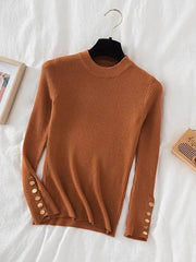 Pullovers Button O-Neck Chic Top - Palm and Thread