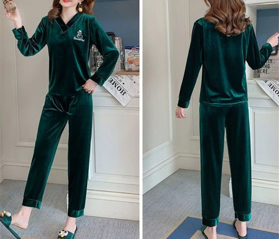 Velvet Loose Long Sleeve Pajama - Palm and Thread