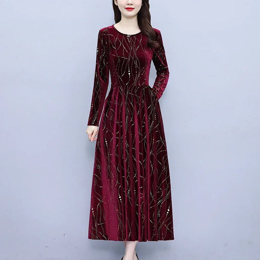 Gold Velvet Chic Sequins Dress - Palm and Thread