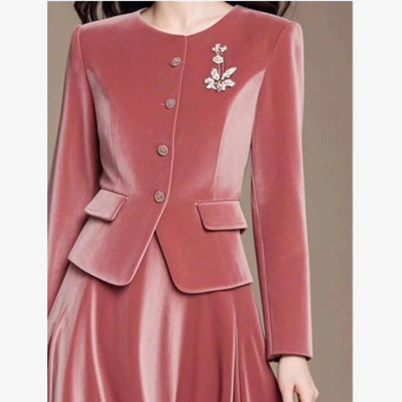 Elegant Single Breasted Jacket + Midi Skirt Suit - Palm and Thread