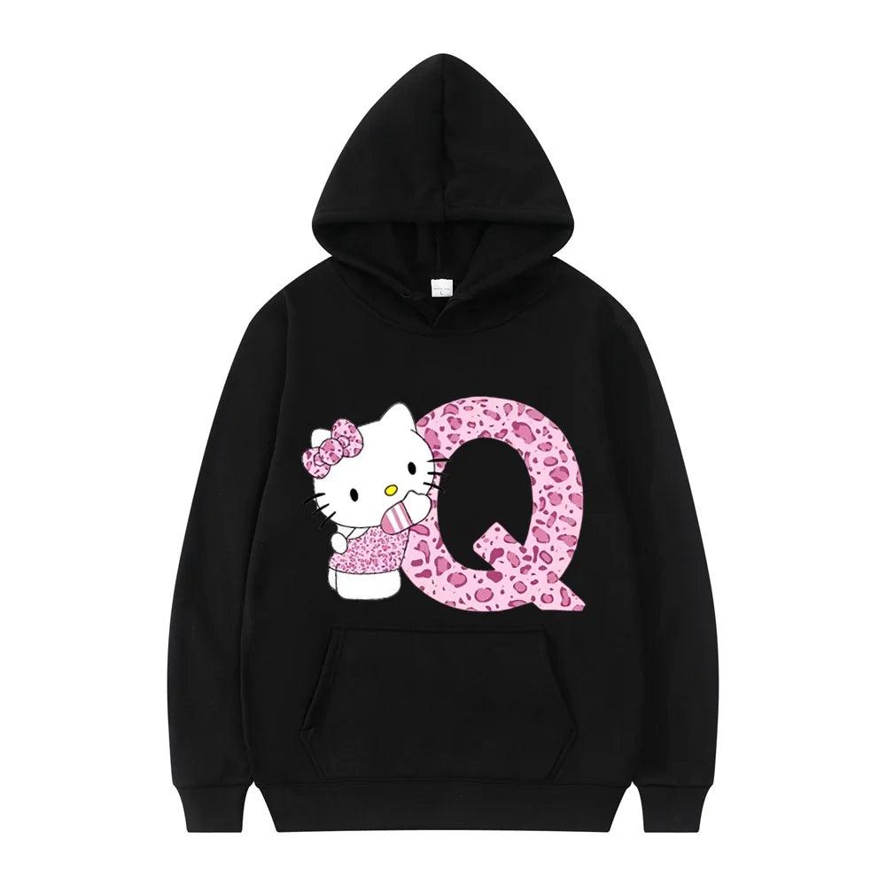 Black Hello Kitty Letter Hoodie - Palm and Thread