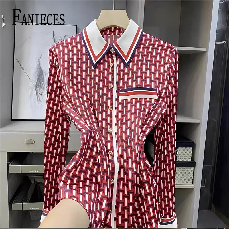 Red Plaid Printed Blouse - Palm and Thread