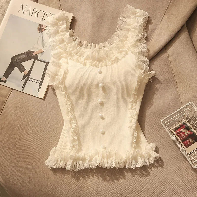 Lace Patchwork Crop Top - Palm and Thread