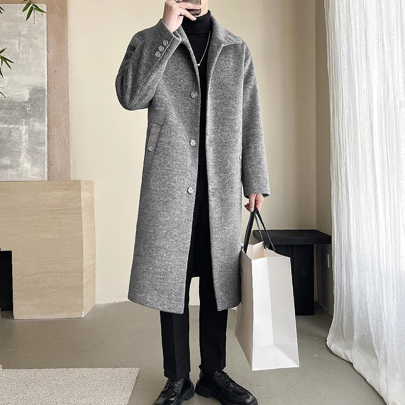 Wool Blend Fashion Long Trench Coat - Palm and Thread