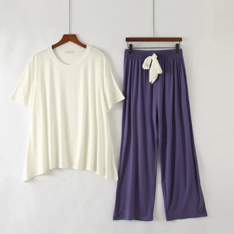 Summer two-piece comfortable pajama set - Palm and Thread