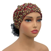 Embroidery Beading Turban Cap - Palm and Thread