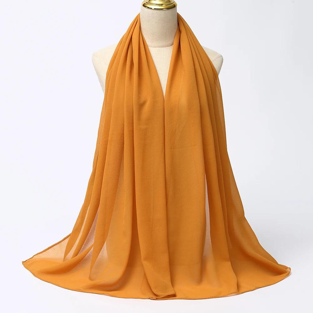 Chiffon Hijab Scarf Long Solid Color Head Wrap - Palm and Thread