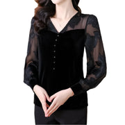 Mesh Lace Patchwork Basic Top - Palm and Thread