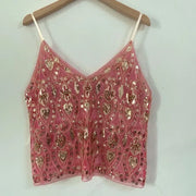 Sequin Bead Sling Slim Fit Straight Tank Top - Palm and Thread