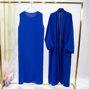 Abaya Two Pieces Women Out Abaya Loose Cardigan Coat Sleeveless Inner - Palm and Thread