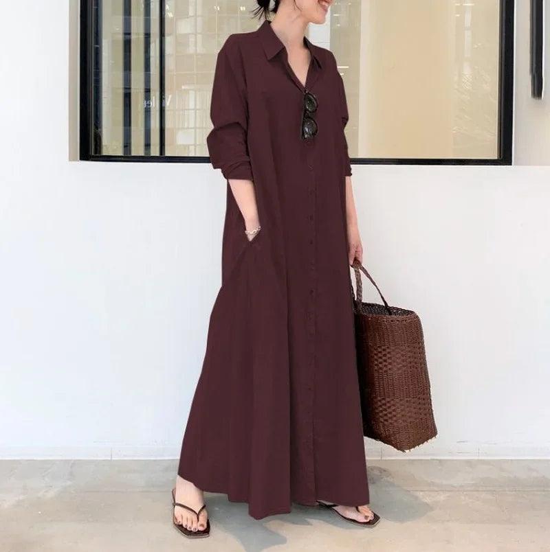 Lapel Pocket Robe Abaya Dress - Palm and Thread