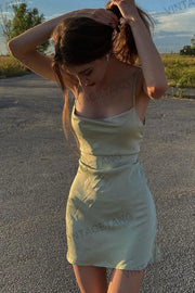 Sexy Green Spaghetti Strap Mini Dress