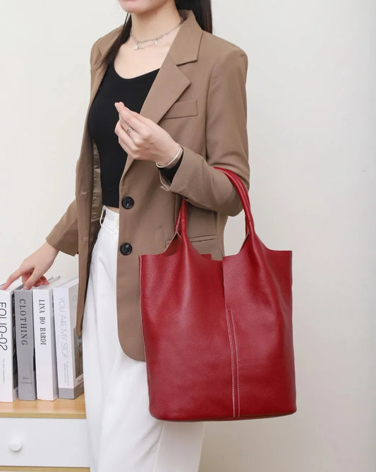 Genuine Leather Commuter Tote Handbag - Palm and Thread
