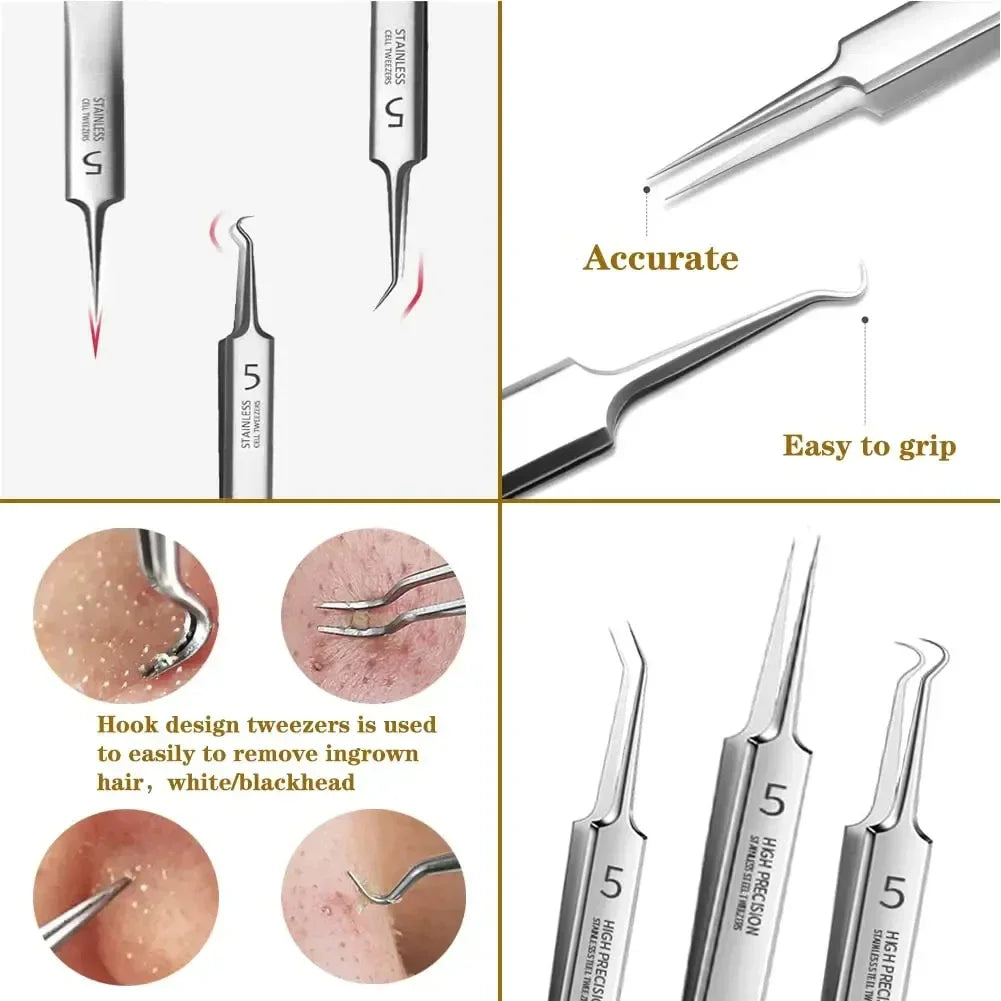 Ultra-fine Cell Pimples Blackhead Clip Tweezer - Palm and Thread