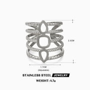 Multiple Styles Stainless Steel Geometric Texture Wide Ring - Palm and Thread