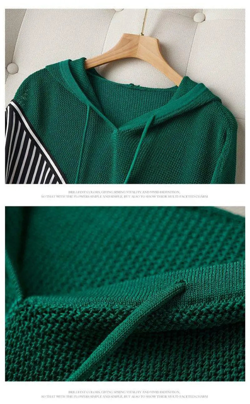 Fashion Striped Patchwork Hooded Shirt Top - Palm and Thread