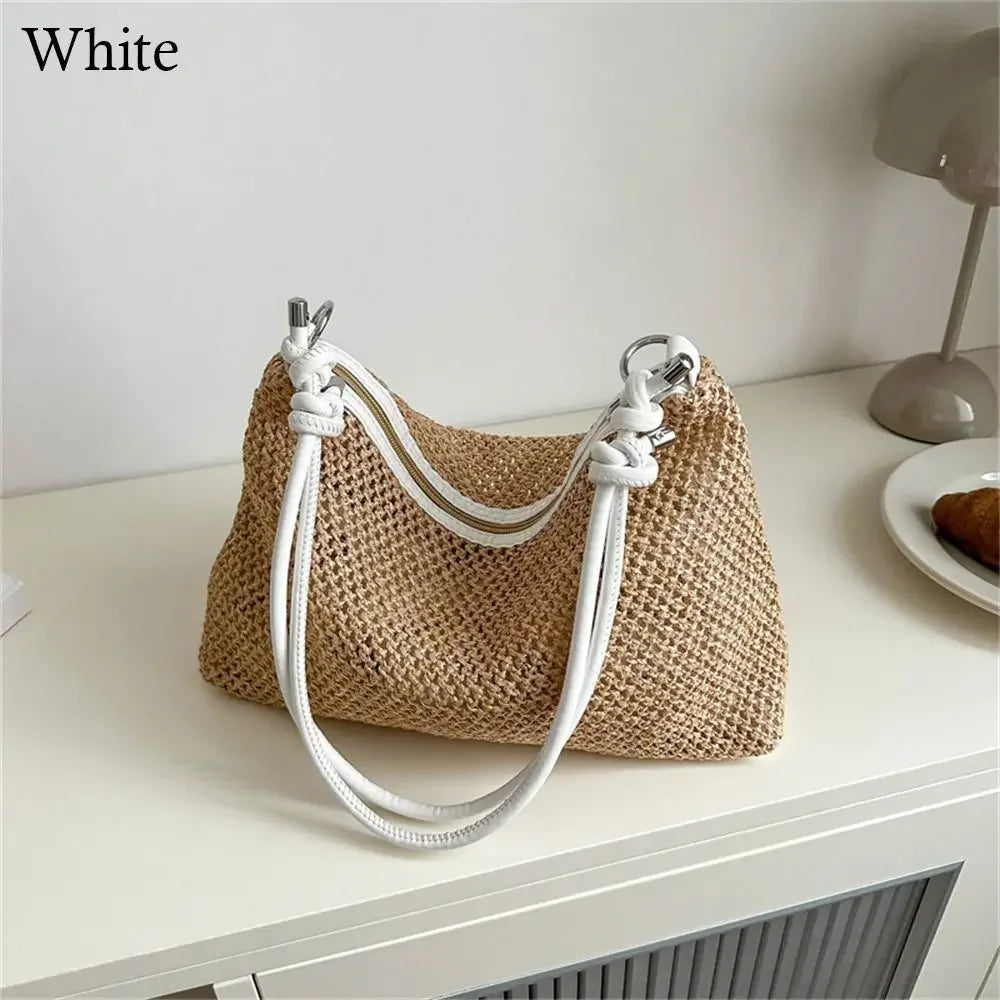 Handmade Braid Straw Beach Shoulder Bag - Palm and Thread