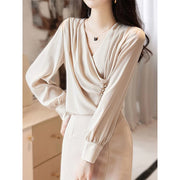 Satin Elegant Ruffled Blouse - Palm and Thread