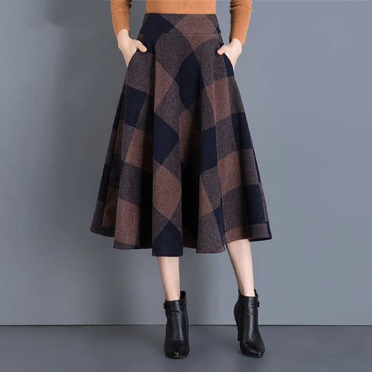 Vintage Plaid Print Woolen Skirt - Palm and Thread