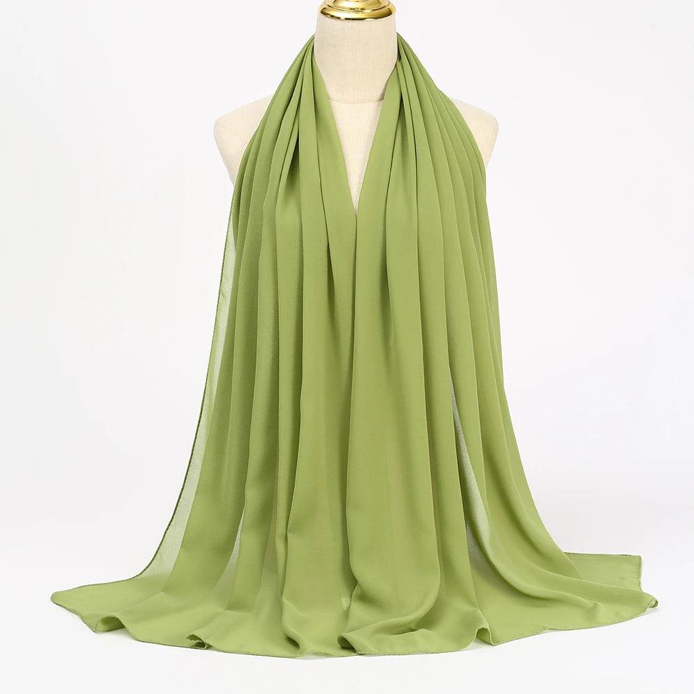 Chiffon Hijab Scarf Long Solid Color Head Wrap - Palm and Thread