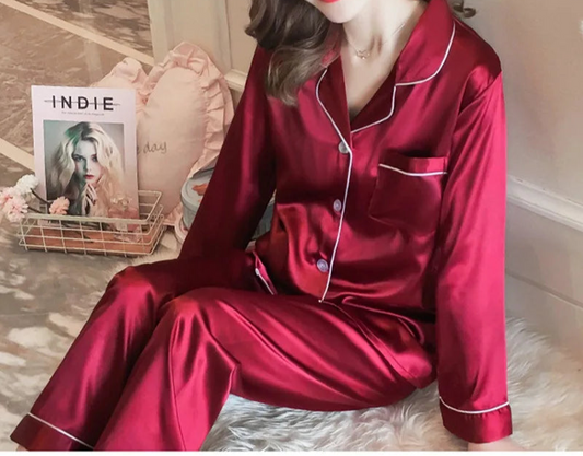 Silk Satin Loungewear Pajama - Palm and Thread