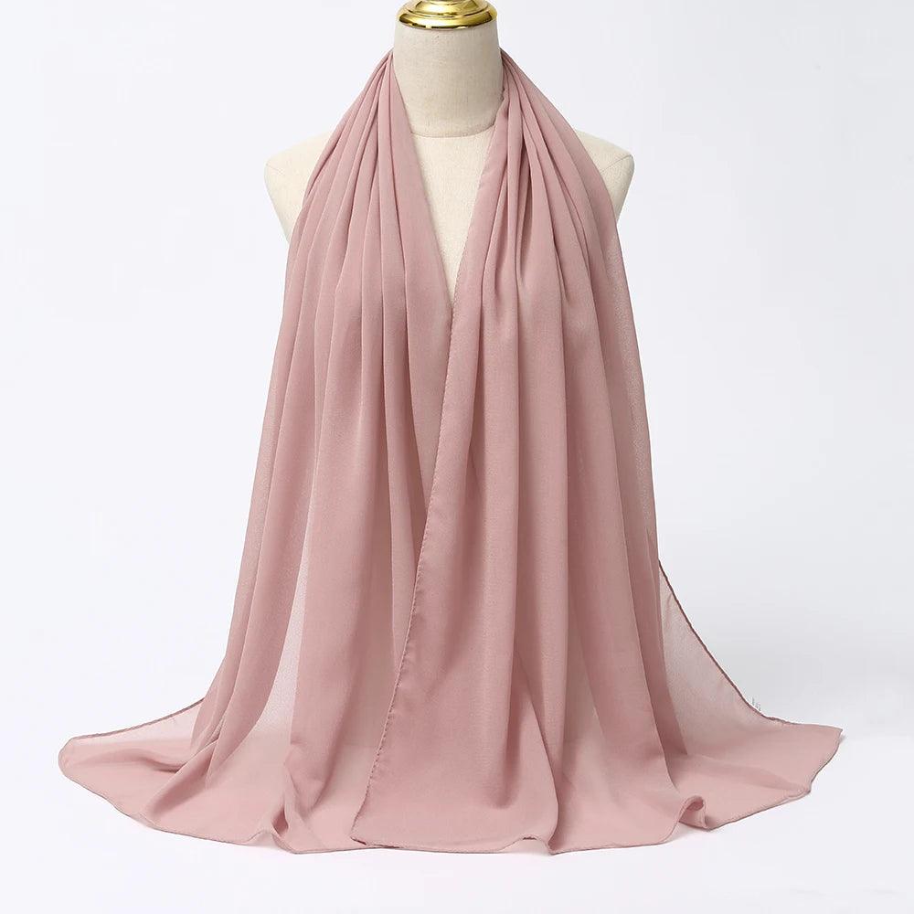 Chiffon Hijab Scarf Long Solid Color Head Wrap - Palm and Thread