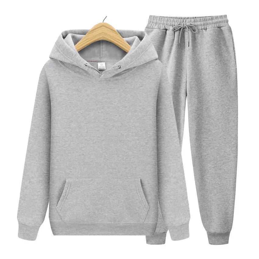 Solid Color Slim Fit Set Hoodie Tracksuit - Palm and Thread