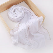 Rhinestone Edge Chiffon Hijab Elegant Breathable Sunscreen Head Wrap - Palm and Thread