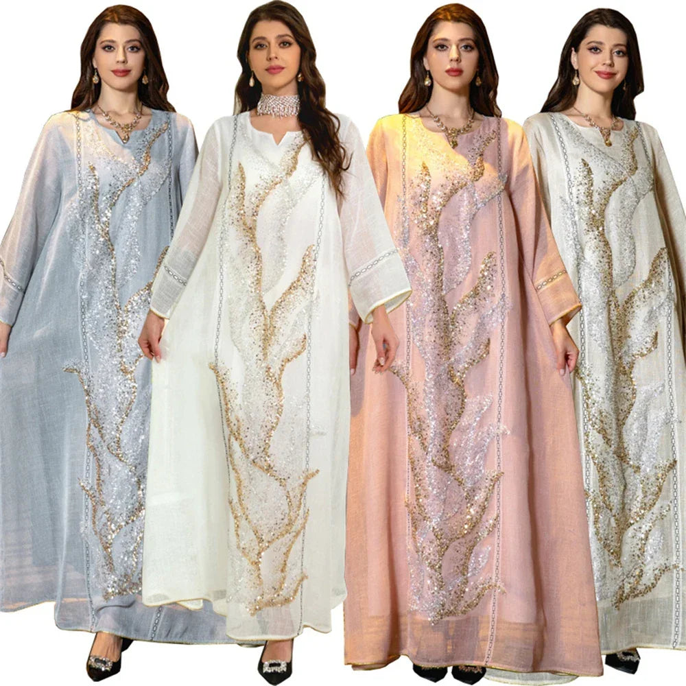 Mesh Bead Embroidered Abaya - Palm and Thread