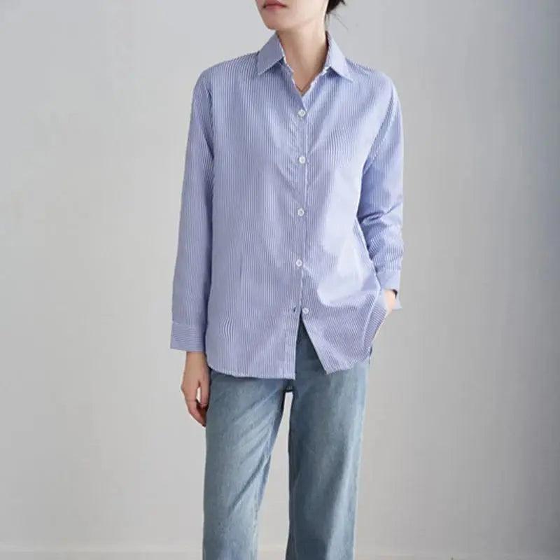 Blue Striped Shirt Top - Palm and Thread