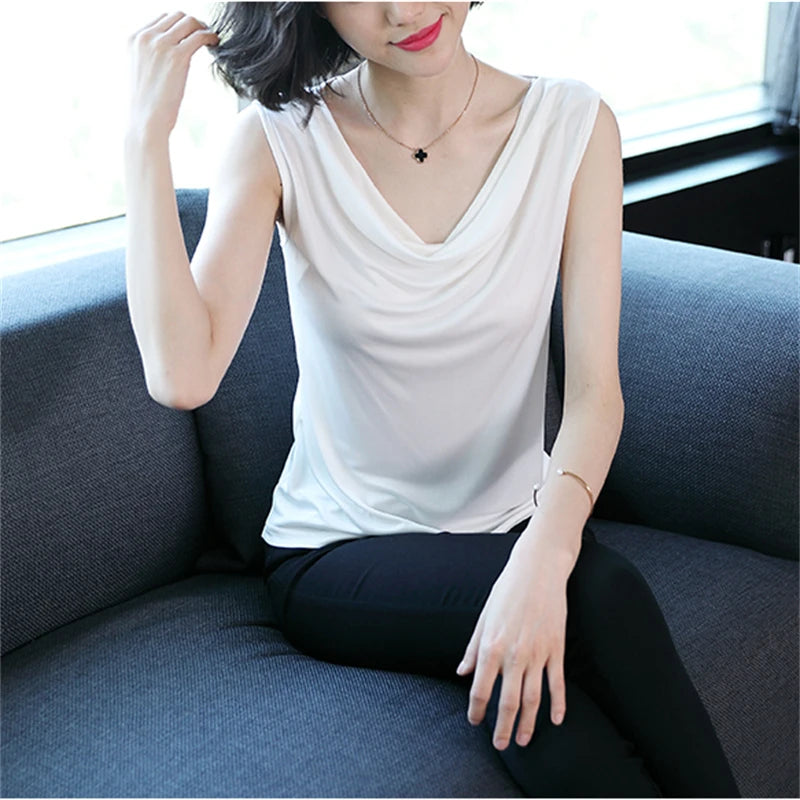 Elegant Tank Top Slim Sleeveless Vest Casual V-Neck - Palm and Thread