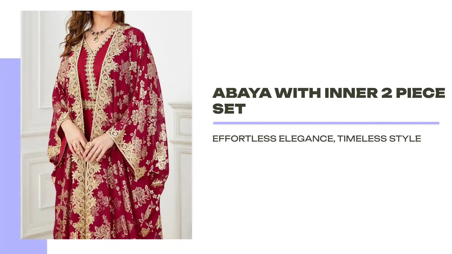 Abaya with Inner 2 Piece Set by@Outfy