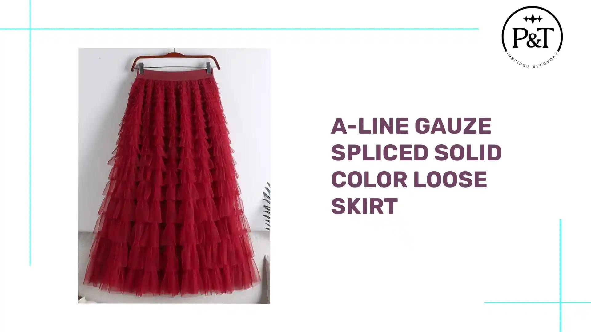 A-line Gauze Spliced Solid Color Loose Skirt by@Outfy