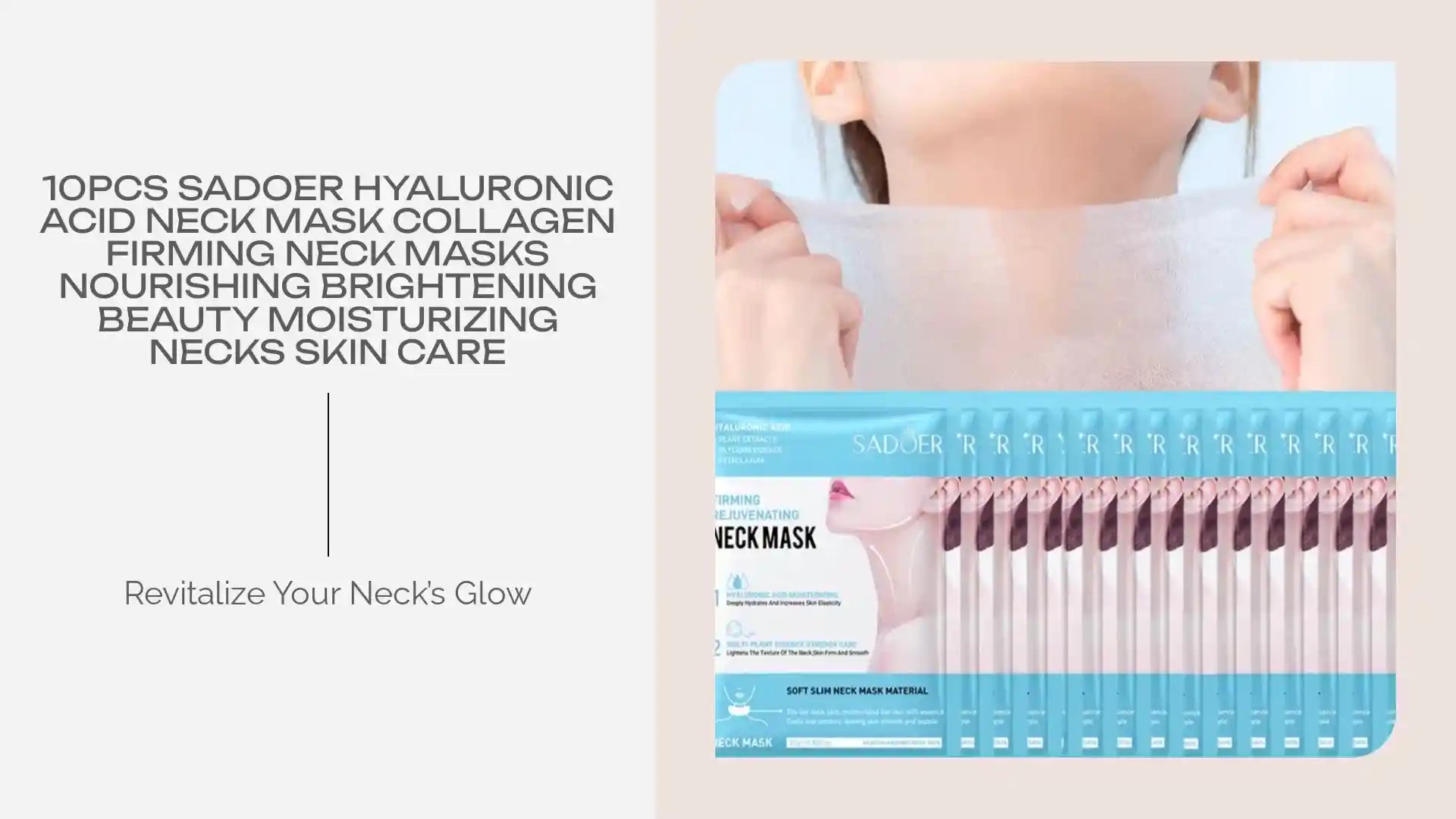 10pcs SADOER Hyaluronic Acid Neck Mask Collagen Firming Neck Masks Nourishing Brightening Beauty Moisturizing Necks Skin Care by@Outfy